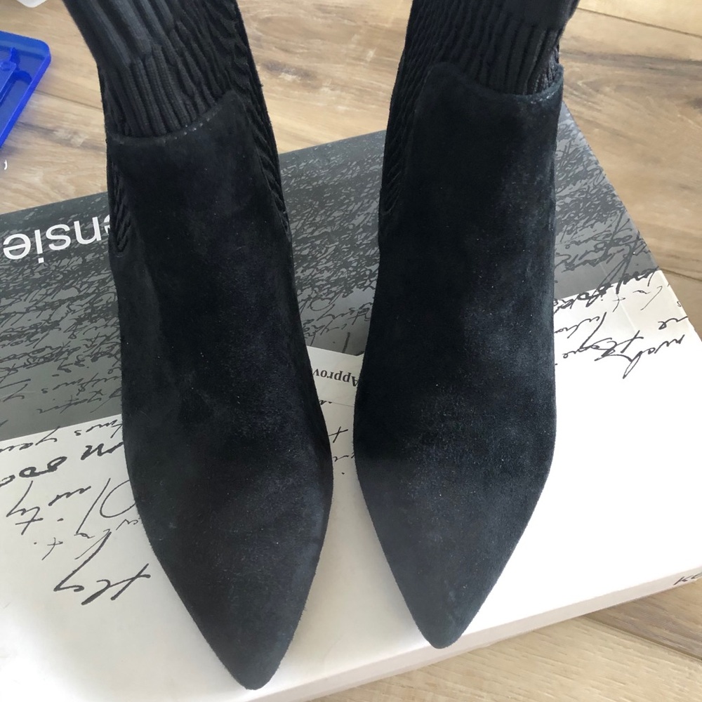 Black suede sock ankle booties